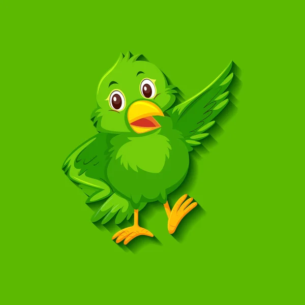 Lindo Pájaro Verde Dibujo Animado Carácter Ilustración — Archivo Imágenes Vectoriales