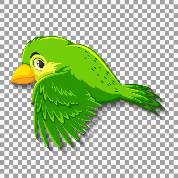 Bonito Pássaro Verde Desenho Animado Personagem Ilustração — Vetor de Stock