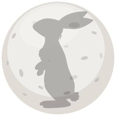 Ay çizgi filmindeki basit tavşan çizimi