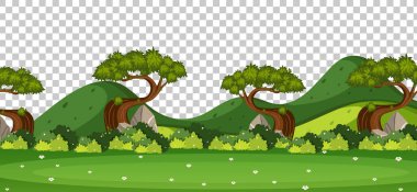 Şeffaf arkaplan illüstrasyonunda boş doğa parkı manzarası