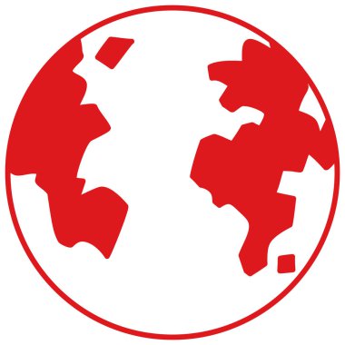 Beyaz arkaplan resimlerinde dünya kırmızı çizgi simgesi izole edildi