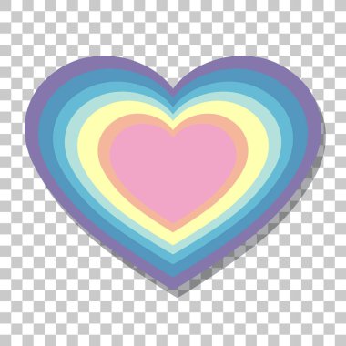 Pastel gökkuşağı kalbi şeffaf arkaplan çiziminde izole