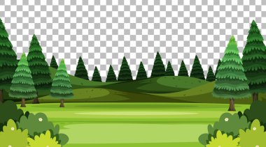 Şeffaf arkaplan illüstrasyonunda boş doğa parkı manzarası