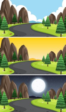 Gündüzün farklı zamanlarında doğa manzarası