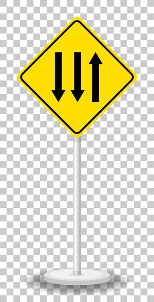 Yellow traffic warning sign on transparent background illustration