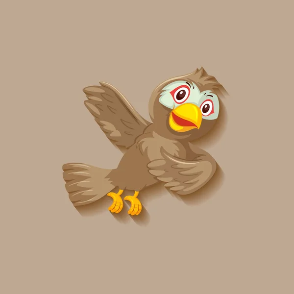 Carino Passero Uccello Cartone Animato Personaggio Illustrazione — Vettoriale Stock
