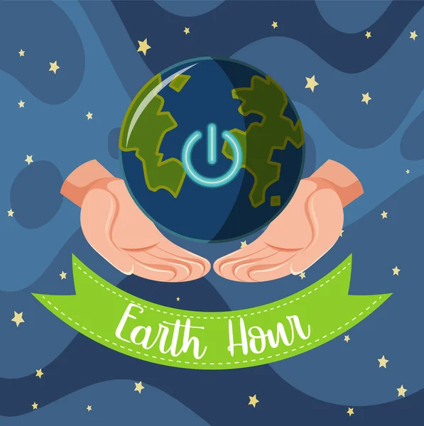 Plakat Oder Banner Der Earth Hour Kampagne Schalten Sie Das — Stockvektor