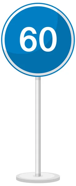 Kék Legkisebb Sebességhatár Útjelző Állvánnyal Elszigetelt Fehér Háttér Illusztráció — Stock Vector
