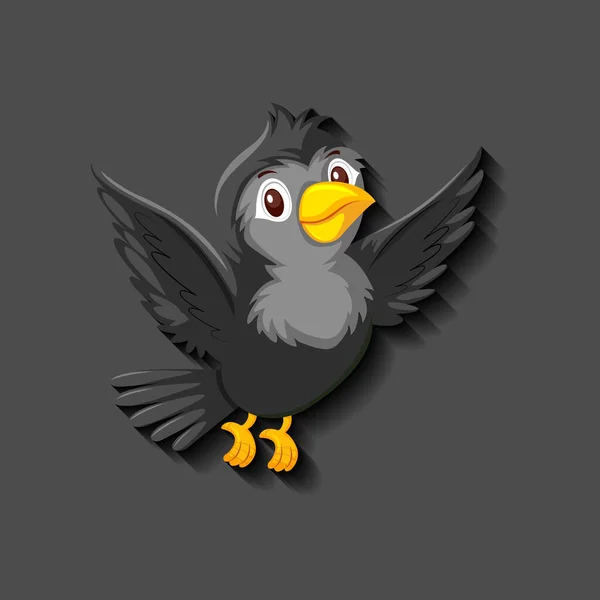 Чорний Птах Мультфільм Персонаж Ілюстрація — стоковий вектор