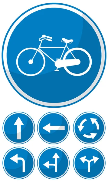 Panneau Signalisation Bleu Sur Fond Blanc Illustration — Image vectorielle