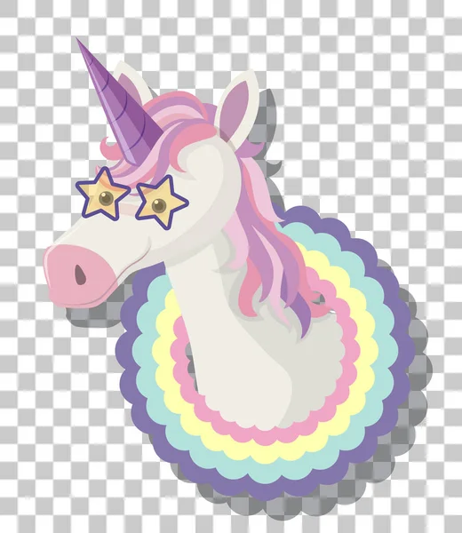 Unicorn Head Pink Mane Rainbow Background Isolated Transparent Background Illustration — Stock Vector