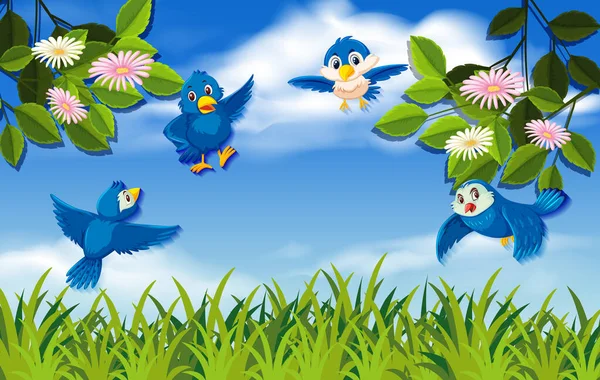 Flying Birds Nature Illustration — Stock Vector