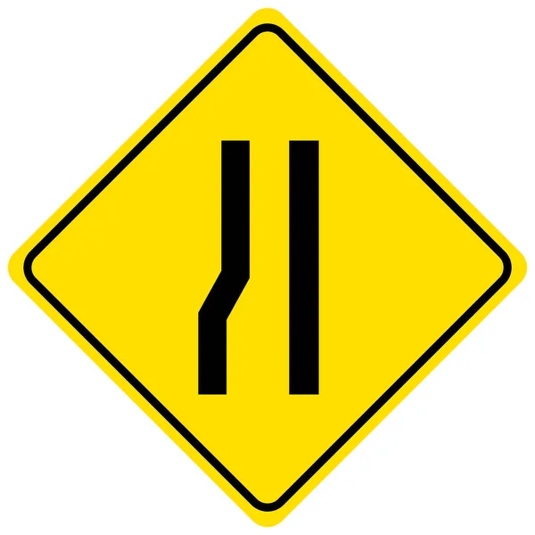 Señal Advertencia Para Una Carretera Que Estrecha Izquierda Ilustración Fondo — Vector de stock