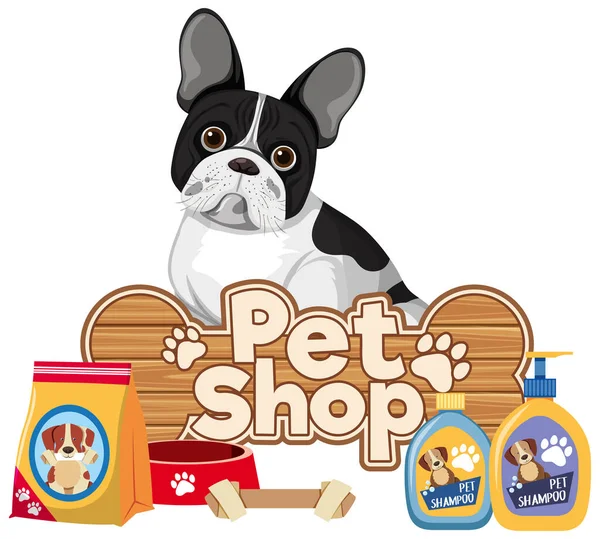Logo Bannière Pet Care Avec Des Chiens Mignons Sur Fond — Image vectorielle