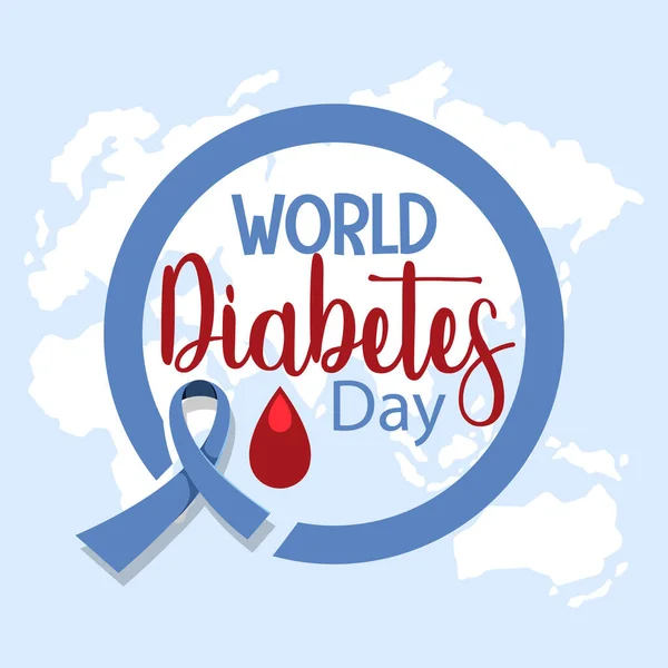 Logotipo Pancarta Del Día Mundial Diabetes Con Ilustración Sangre — Vector de stock