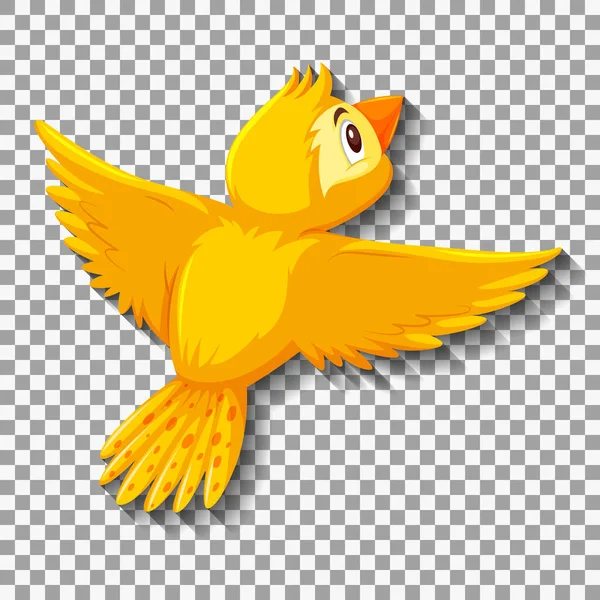 Carino Giallo Uccello Cartone Animato Personaggio Illustrazione — Vettoriale Stock