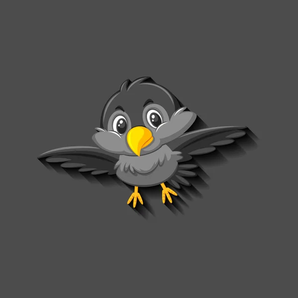 Schwarzer Vogel Zeichentrickfigur Illustration — Stockvektor