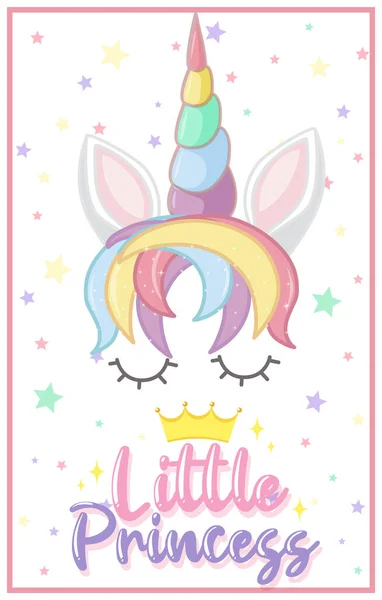 Linda Pancarta Unicornio Ilustración Color Fondo Pastel — Vector de stock