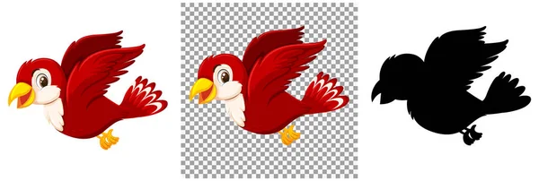 Niedliche Rote Vogel Cartoon Figur Illustration — Stockvektor