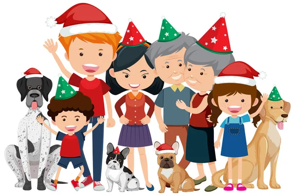 Zole Edilmiş Mutlu Aile Noel Illüstrasyonunu Kutluyor — Stok Vektör