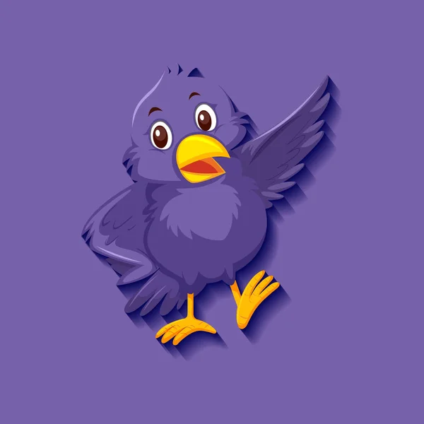 Illustration Personnage Dessin Animé Oiseau Violet Mignon — Image vectorielle