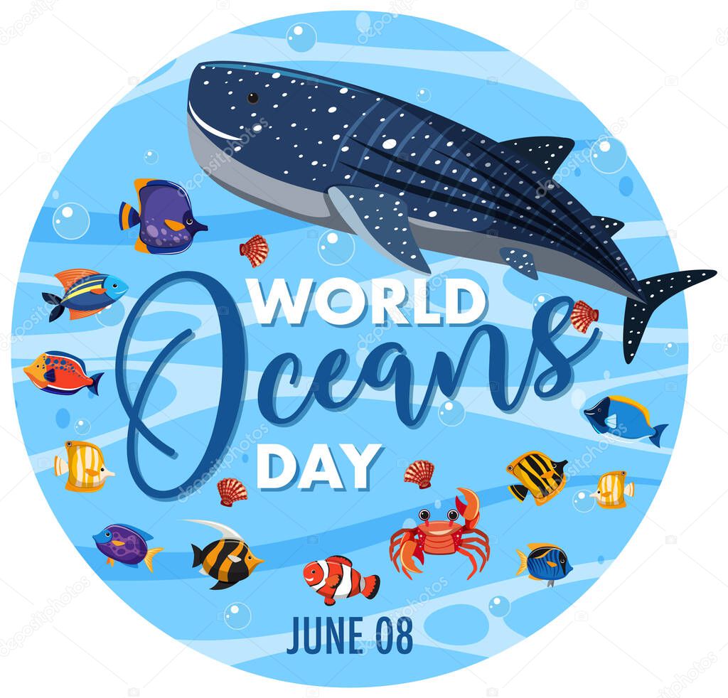 World oceans day icon illustration