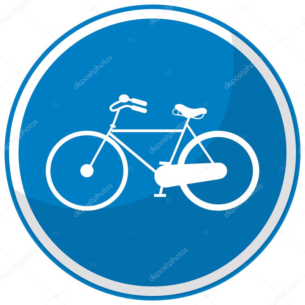 Blue traffic sign on white background illustration