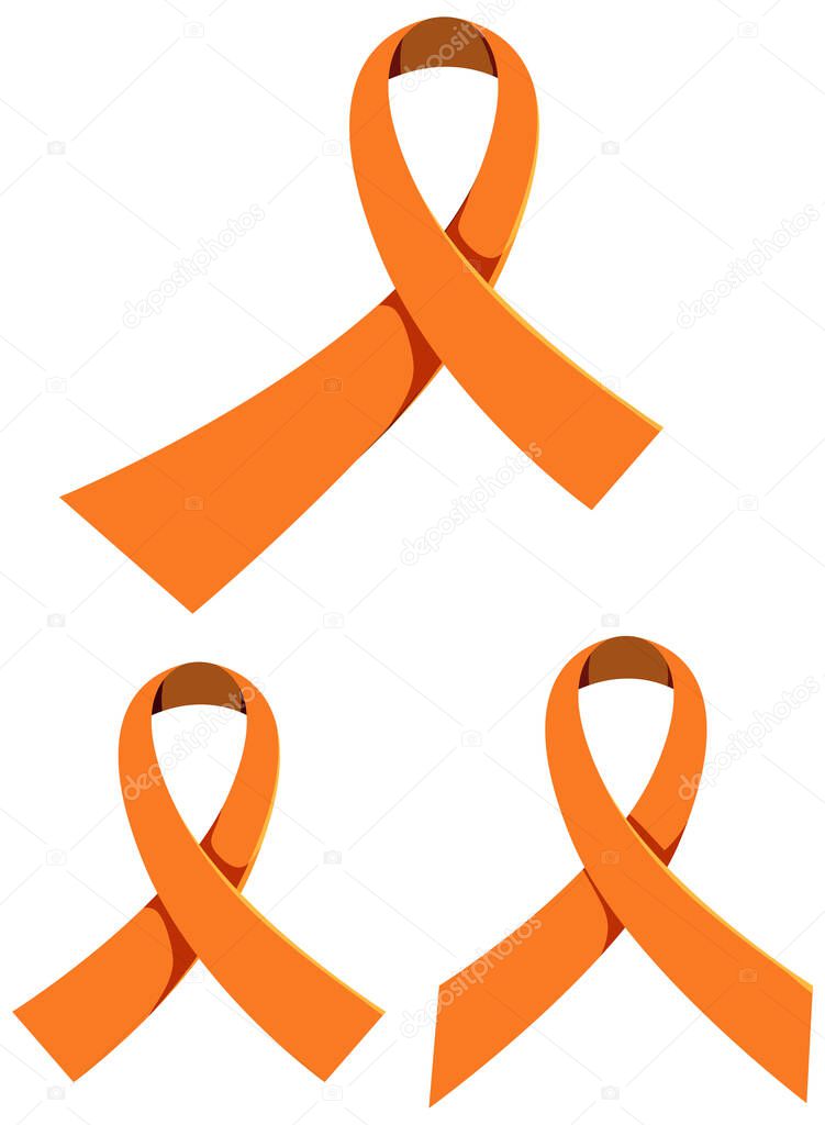 Orange ribbon leukemia awareness multiple sclerosis awareness malnutrition awareness sign or object illustration