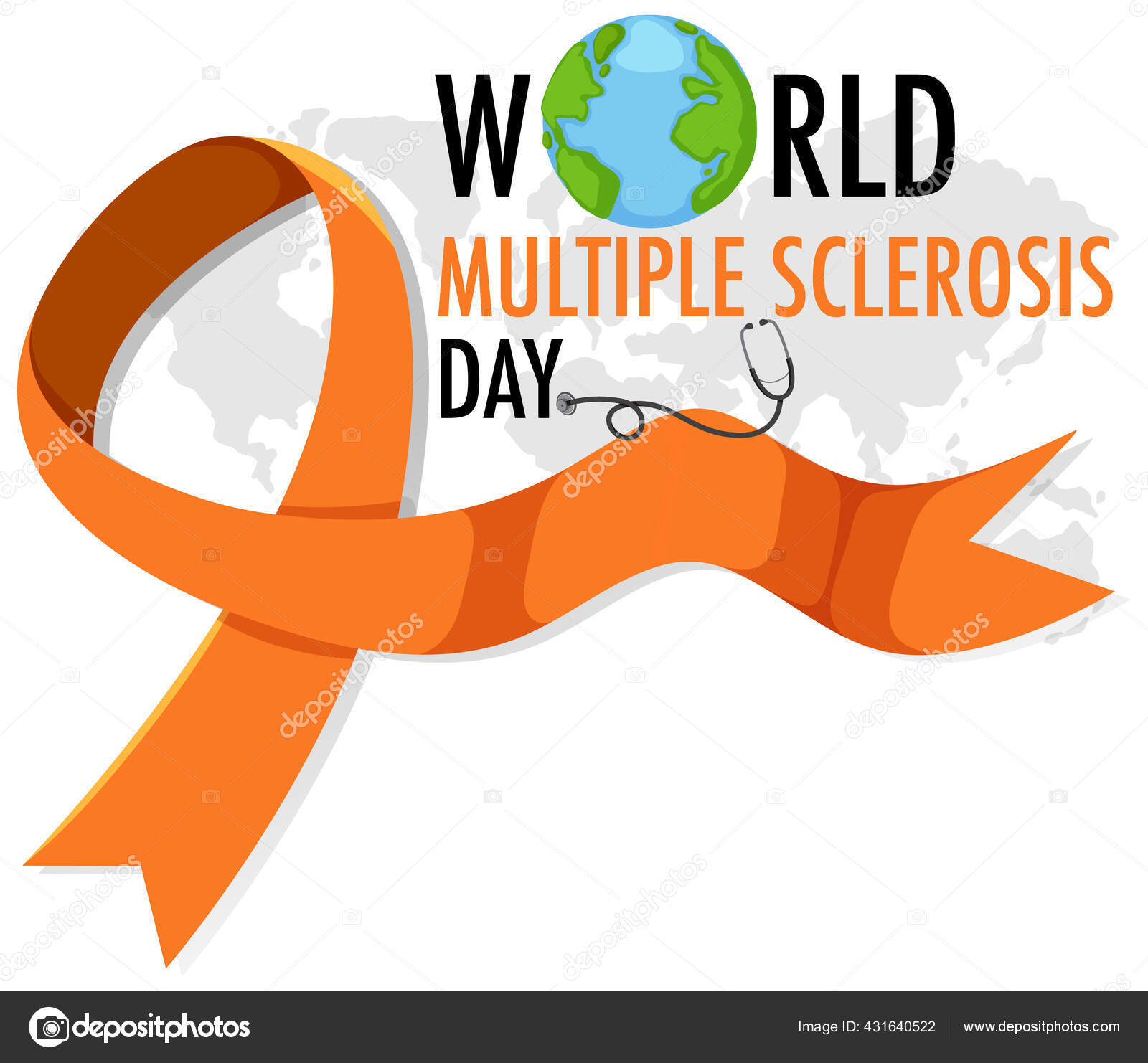 Multiple Sclerosis Day. World MS Day design with orange ribbon