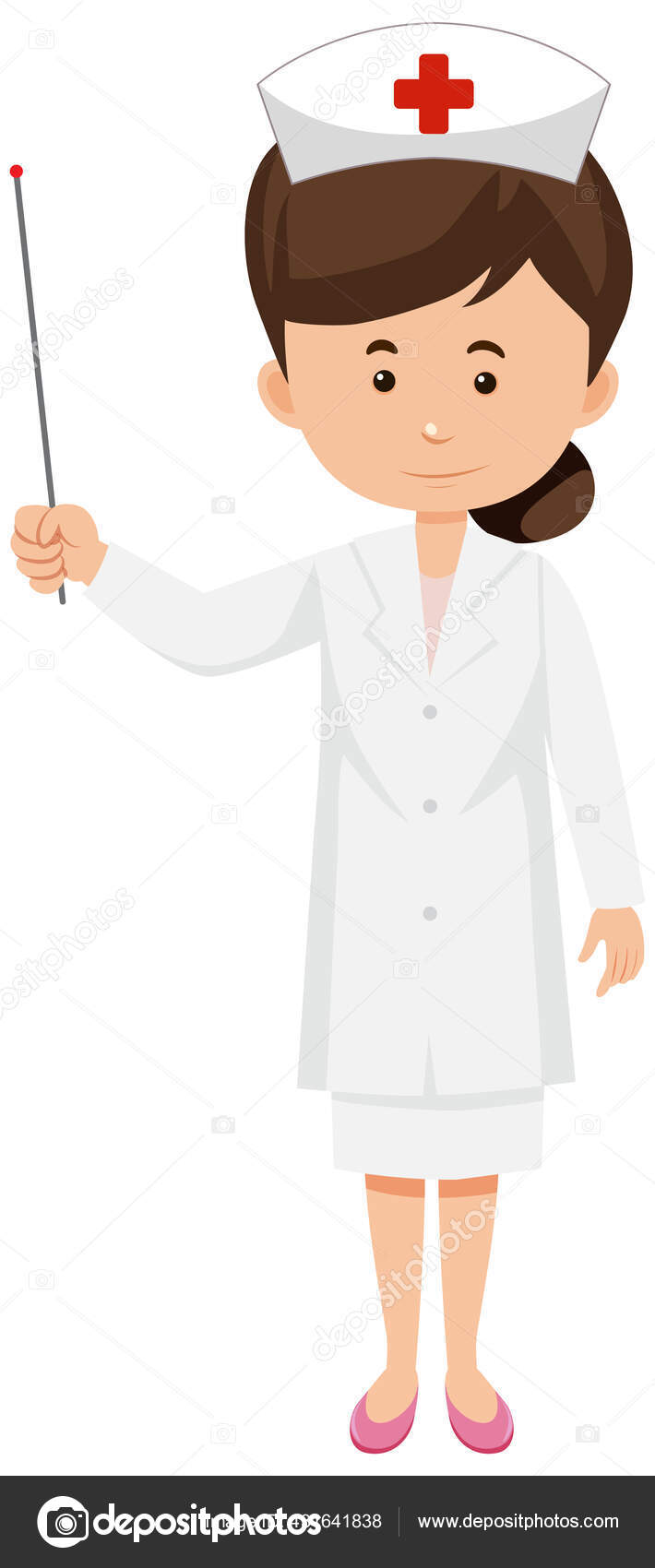 Desenho animado mulher médica ou enfermeira em uniforme branco