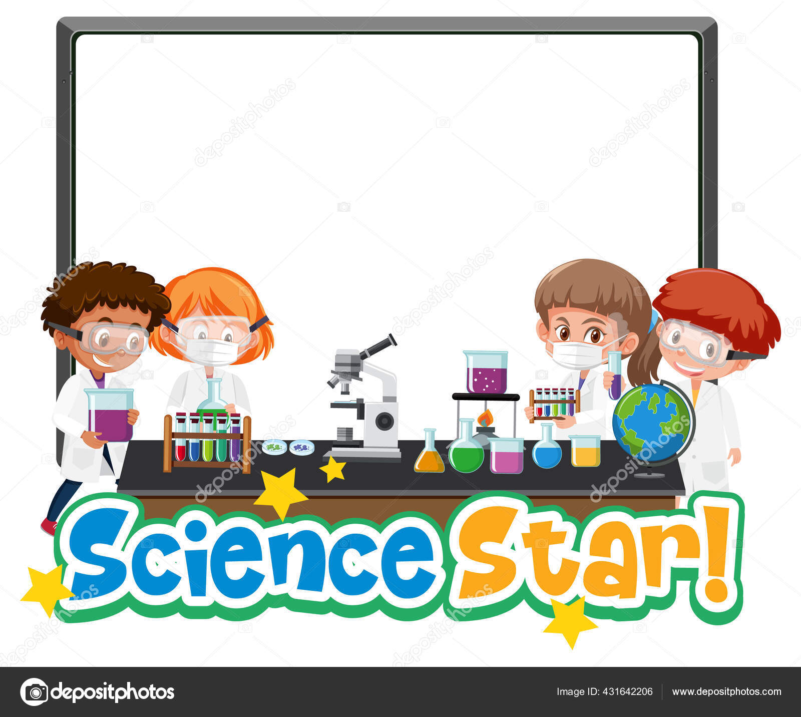 Bannière Vierge Logo Étoile Science Avec Enfant Tenant Objet