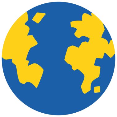 Beyaz arkaplan resimlerinde mavi ve sarı küre simgesi izole edildi