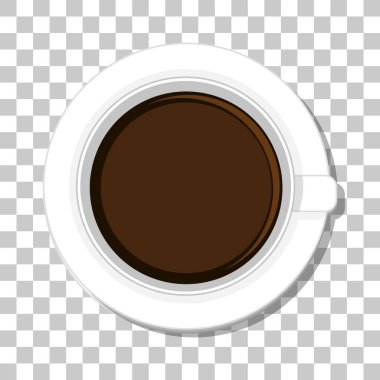 Şeffaf arkaplan illüstrasyonunda kahve fincanı üst görünümü izole