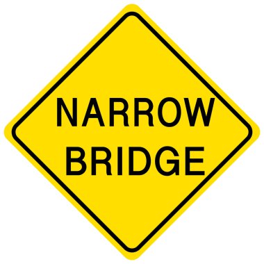 Beyaz arkaplan illüstrasyonunda dar köprü sarı işareti