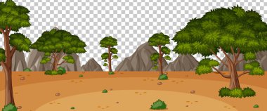 Saydam arkaplan illüstrasyonunda boş doğa parkı sahnesi