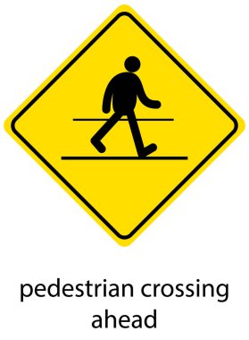 Beyaz arkaplan illüstrasyonunda sarı trafik uyarısı