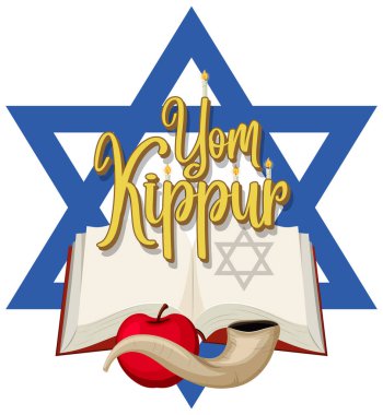Shofar illüstrasyonlu mutlu Yom Kippur bayrağı