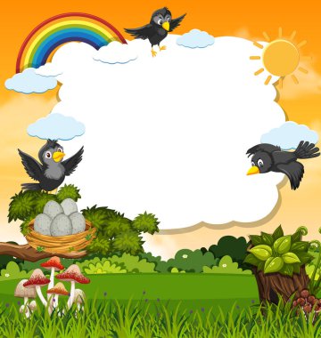 Doğadaki kuşlar resimleme şablonu