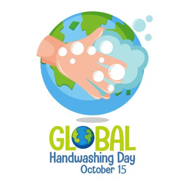 Tebrik kartı ve poster illüstrasyonu için Küresel Yıkama Günü logosu