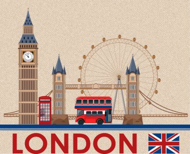 Kahverengi kartpostal illüstrasyonunda Big Ben London