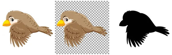Cute Pássaro Pardal Desenho Animado Personagem Ilustração —  Vetores de Stock