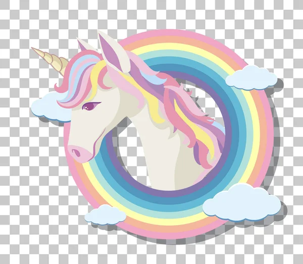 Unicorn Head Rainbow Mane Rainbow Background Isolated Transparent Background Illustration - Stok Vektor