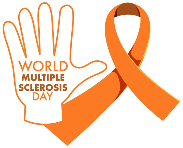 Arancione Nastro Leucemia Consapevolezza Sclerosi Multipla Consapevolezza Malnutrizione Segno Consapevolezza — Vettoriale Stock