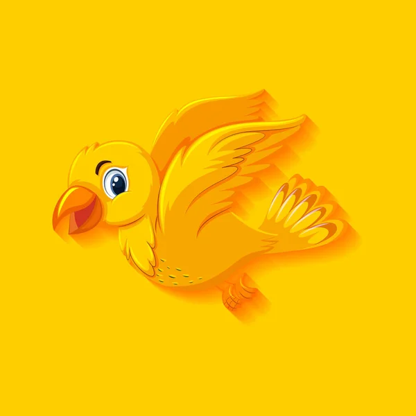 Χαριτωμένο Κίτρινο Πουλί Απεικόνιση Χαρακτήρα Κινουμένων Σχεδίων — Διανυσματικό Αρχείο