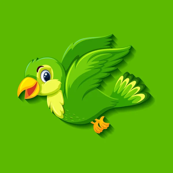 Niedliche Grüne Vogel Cartoon Figur Illustration — Stockvektor