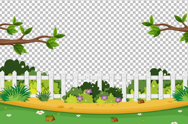 Blanco Natuur Graden Scene Transparante Achtergrond Illustratie — Stockvector