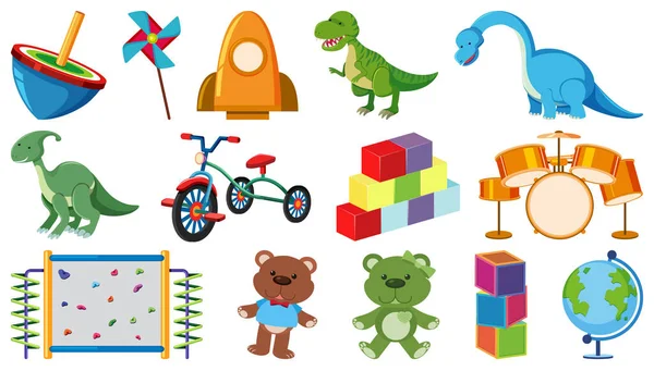 Uppsättning Leksaker För Barn Illustration — Stock vektor