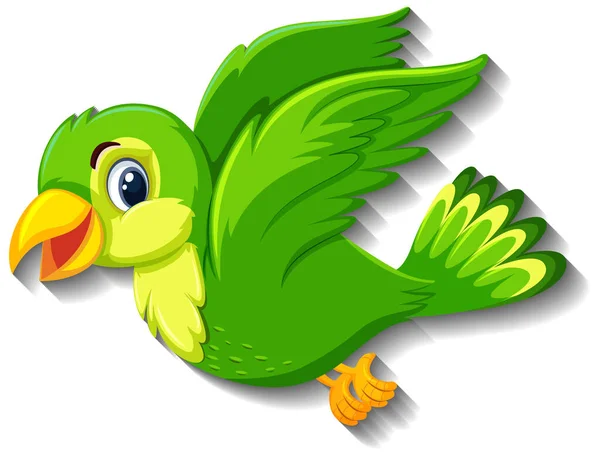 かわいい緑の鳥の漫画のキャラクターイラスト — ストックベクタ