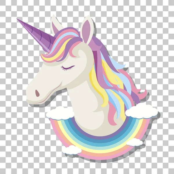 Unicorn Head Rainbow Mane Rainbow Background Isolated Transparent Background Illustration - Stok Vektor