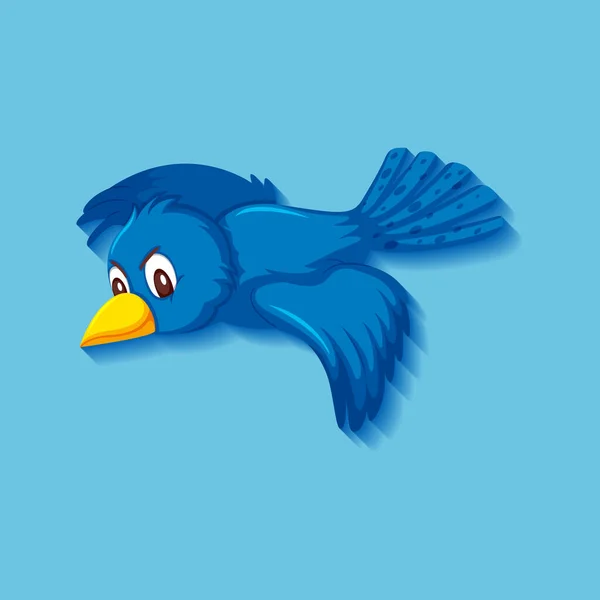 Lindo Pájaro Azul Dibujo Animado Carácter Ilustración — Vector de stock